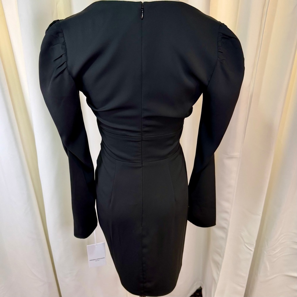 NWT Amanda Uprichard ‘Analeigh’ Shirred Black Faux-Wrap Mini Dress Size XS - Picture 9 of 13
